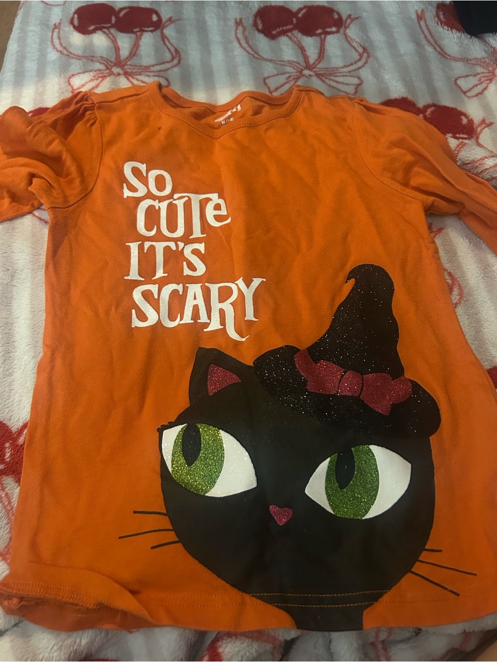 Crazy 8 Orange Halloween Cat Long Sleeve Tee